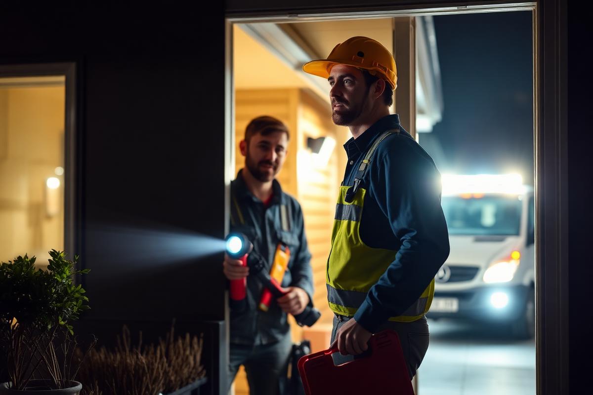 Electrician testing a wall outlet with a multimeter