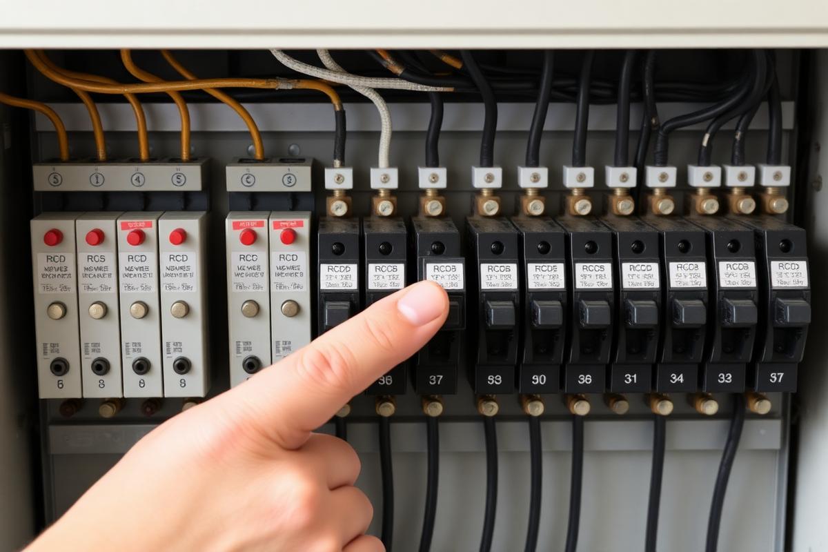 Electrician testing a wall outlet with a multimeter
